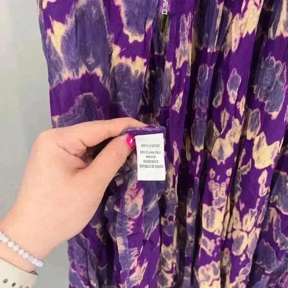 $411 Kahindo Maxi Dress Womens 2 Tie Dye Print Flowy Festival Bohemian Cruise - Picture 12 of 13